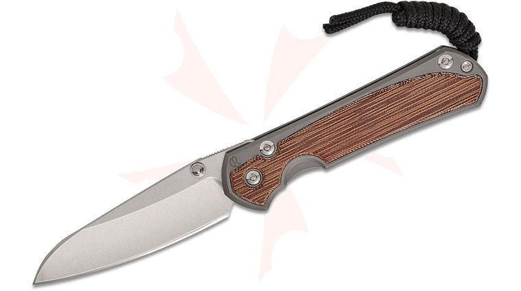 Chris Reeve Small Sebenza 31 Folding Knife 2.99 inch CPM-MagnaCut Stonewashed Insingo Blade, Glass Blasted Titanium Handles with Natural Canvas Micarta Inlays