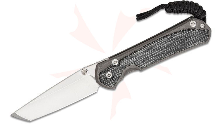 Chris Reeve Small Sebenza 31 Frame Lock Folding Knife 2.99 inch CPM-MagnaCut Stonewashed Tanto Blade, Sandblasted Titanium Handles with Black Canvas Micarta Inlays