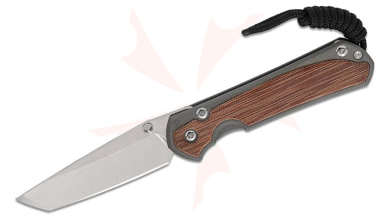 Chris Reeve Small Sebenza 31 Frame Lock Folding Knife 2.99 inch CPM-MagnaCut Stonewashed Tanto Blade, Sandblasted Titanium Handles with Natural Canvas Micarta Inlays