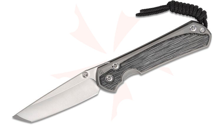 Chris Reeve Small Sebenza 31 Frame Lock Folding Knife 2.99 inch CPM-MagnaCut Stonewashed Tanto Blade, Glass Blasted Titanium Handles with Black Canvas Micarta Inlays