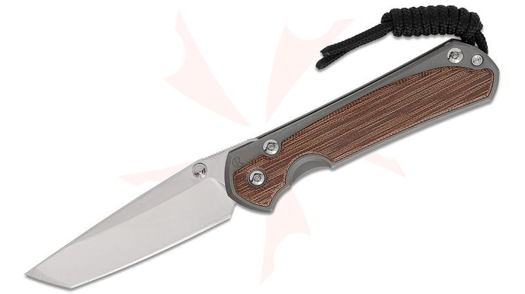 Chris Reeve Small Sebenza 31 Frame Lock Folding Knife 2.99 inch CPM-MagnaCut Stonewashed Tanto Blade, Glass Blasted Titanium Handles with Natural Canvas Micarta Inlays
