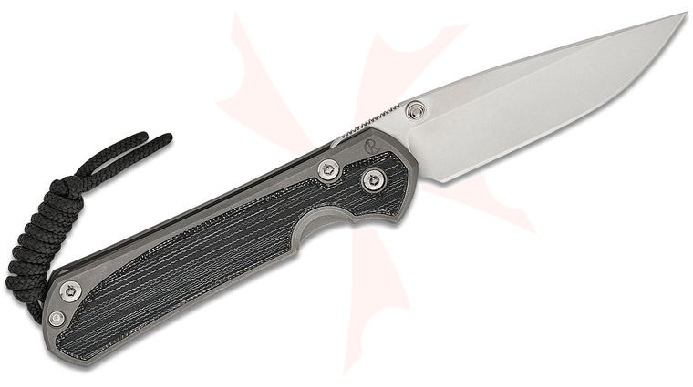 Chris Reeve Left Handed Small Sebenza 31 Frame Lock Folding Knife 2.99 inch CPM-MagnaCut Stonewashed Drop Point Blade, Glass Blasted Titanium Handles with Black Canvas Micarta Inlays
