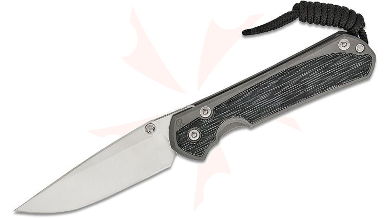 Chris Reeve Small Sebenza 31 Folding Knife 2.99 inch CPM-MagnaCut Stonewashed Drop Point Blade, Glass Blasted Titanium Handles with Black Canvas Micarta Inlays