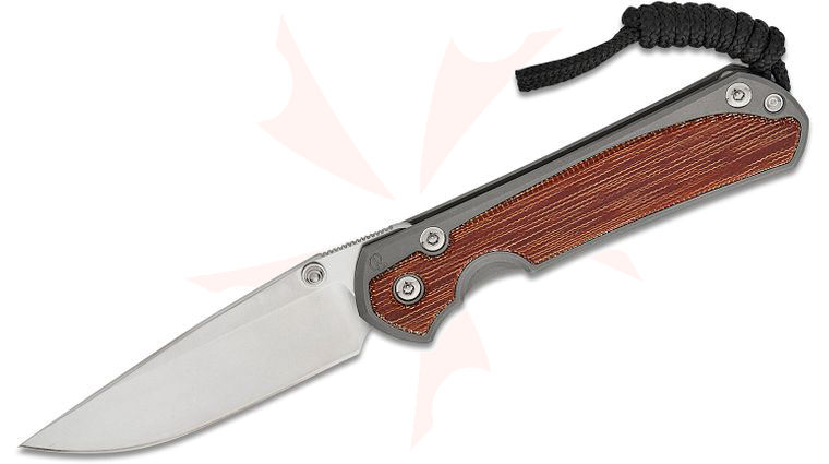 Chris Reeve Small Sebenza 31 Folding Knife 2.99 inch CPM-MagnaCut Stonewashed Drop Point Blade, Glass Blasted Titanium Handles with Natural Canvas Micarta Inlays