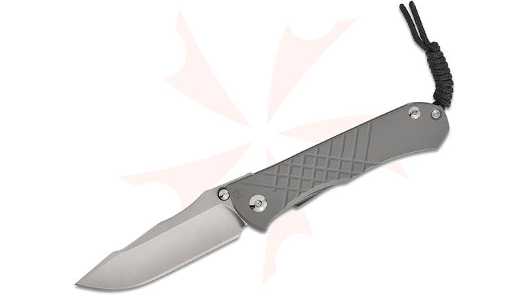 Chris Reeve Umnumzaan Folding Knife 3.675 inch CPM-MagnaCut Stonewashed Drop Point Blade, Milled Glass Blasted Titanium Handles