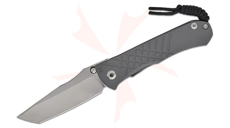 Chris Reeve Umnumzaan Folding Knife 3.675 inch CPM-MagnaCut Stonewashed Tanto Blade, Milled Glass Blasted Titanium Handles