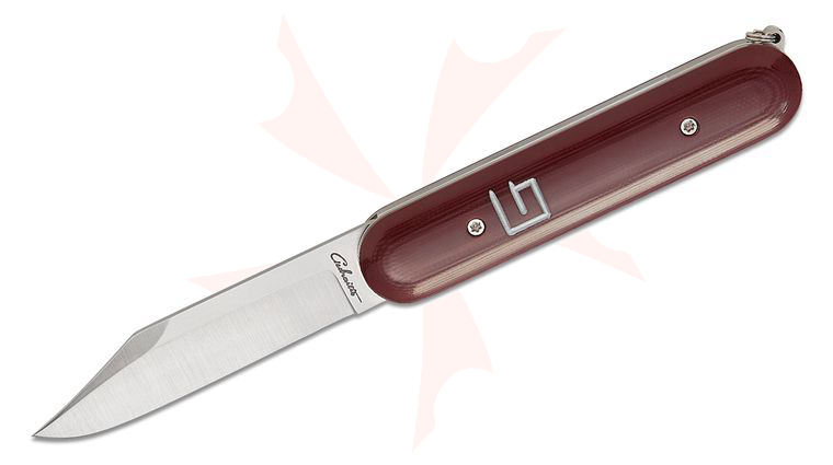 Chuck Gedraitis Custom Switch Army Switchblade AUTO Folding Knife 3.125 inch Nitro-V Satin Clip Point Blade, Polished Red G10 Handles with Toothpick and Tweezer