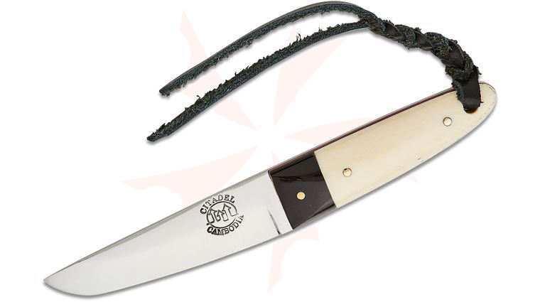 Citadel KC40522 Limited Edition Fixed Blade Mushroom Knife 2.75 inch DNH7 Blade, Bone Handle, Leather Sheath 
