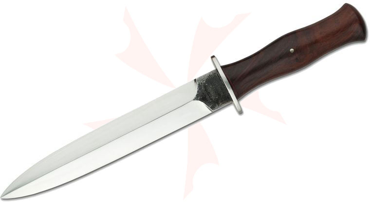 Citadel KC4039 Dagger TTY Fixed 7.5 inch DNH7 Double Edge Blade, Palisander Wood Handle, Leather Sheath 