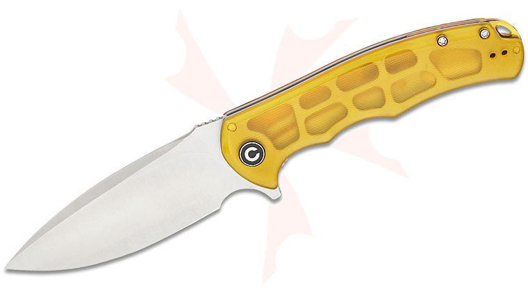 CIVIVI Knives C803L Praxis Flipper Knife 3.75 inch 9Cr18MoV Satin Drop Point Blade, Polished Ultem Handles
