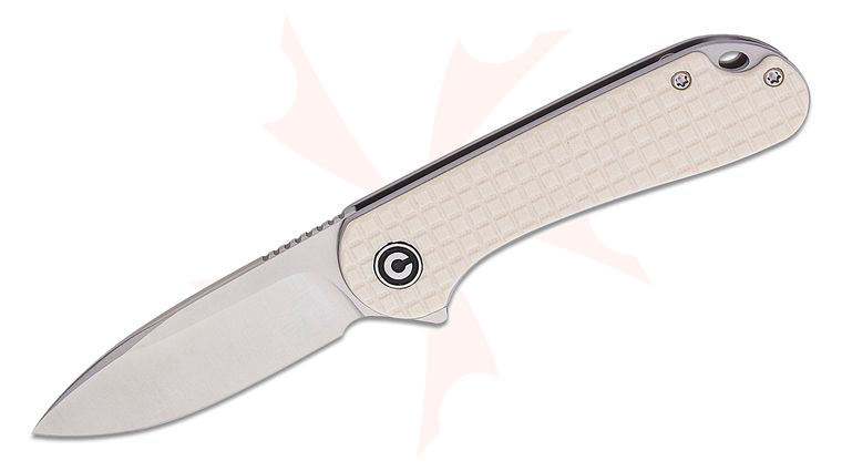 CIVIVI Knives C907A-3 Elementum Flipper Knife 2.96 inch D2 Satin Blade, Ivory Frag G10 Handles