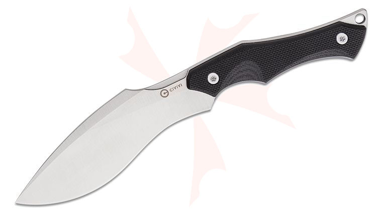 CIVIVI Knives Nathaneal Matlack Vaquita II Mini Fixed Blade Neck Knife 3.2 inch Nitro-V Satin Kukri Blade, Black G10 Handles, Kydex Sheath