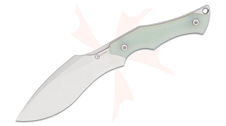 CIVIVI Knives Nathaneal Matlack Vaquita II Mini Fixed Blade Neck Knife 3.2 inch Nitro-V Satin Kukri Blade, Natural (Jade) G10 Handles, Kydex Sheath
