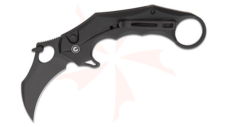 CIVIVI Knives Incisor II Karambit Flipper Knife 2.02 inch Nitro-V Black Hawkbill Blade, Black Aluminum Handles