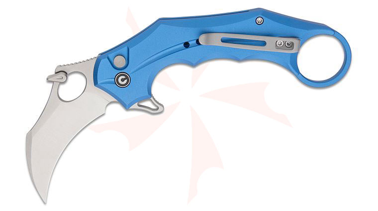 CIVIVI Knives Incisor II Karambit Flipper Knife 2.02 inch Nitro-V Satin Hawkbill Blade, Bright Blue Aluminum Handles