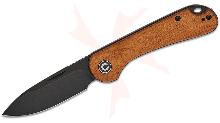 CIVIVI Knives Elementum Slipjoint Folding Knife 2.96 inch 14C28N Black Stonewashed Drop Point Blade, Guibourtia Wood Handles, Reversible Clip