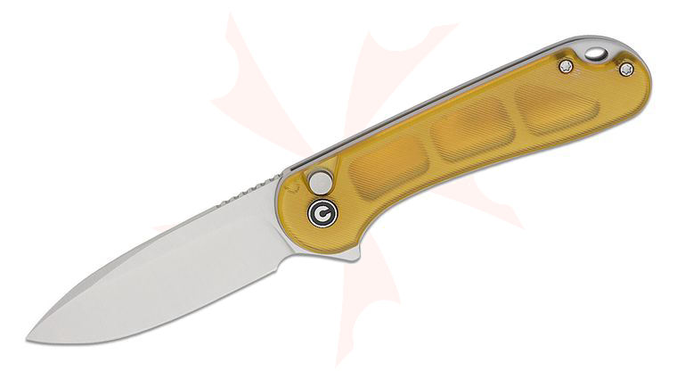 CIVIVI Knives Button Lock Elementum II Flipper Knife 2.96 inch Nitro-V Satin Drop Point Blade, Polished Ultem Handles