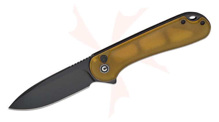 CIVIVI Knives Button Lock Elementum II Flipper Knife 2.96 inch Nitro-V Black Drop Point Blade, Bead Blasted Ultem Handles