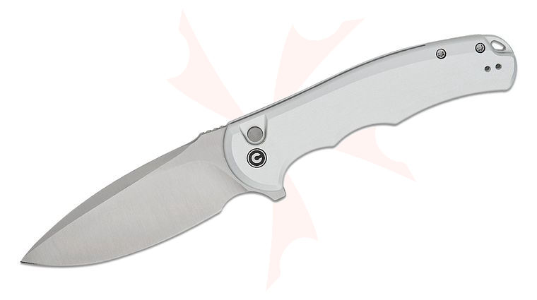 CIVIVI Knives Button Lock Praxis Flipper Knife 3.75 inch Nitro-V Satin Drop Point Blade, Silver Aluminum Handles
