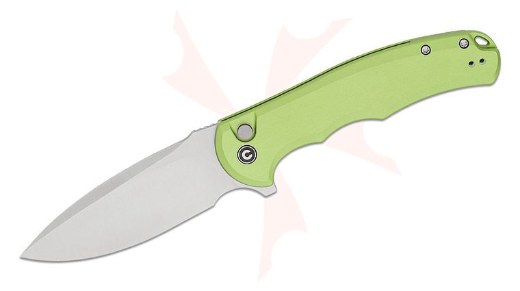 CIVIVI Knives Button Lock Praxis Flipper Knife 3.75 inch Nitro-V Satin Drop Point Blade, Lime Green Aluminum Handles