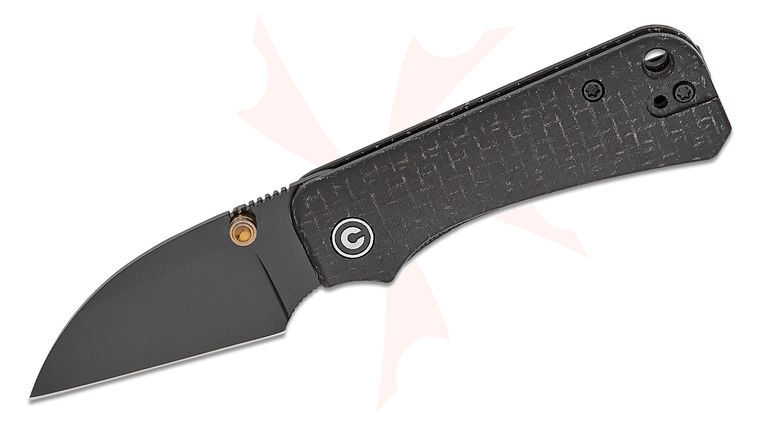 CIVIVI Knives C19068SC-1 Ben Petersen Baby Banter Folding Knife 2.32 inch Nitro-V Black Wharncliffe Blade, Black Burlap Micarta Handles