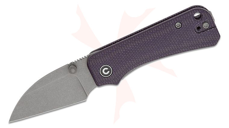 CIVIVI Knives C19068SC-2 Ben Petersen Baby Banter Folding Knife 2.32 inch Nitro-V Stonewashed Wharncliffe Blade, Purple Canvas Micarta Handles