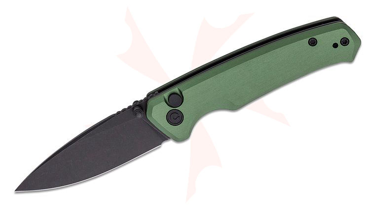 CIVIVI Knives Altus Folding Knife 2.97 inch Nitro-V Black Stonewashed Drop Point Blade, Green Aluminum Handles