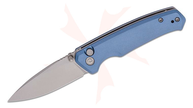 CIVIVI Knives Altus Folding Knife 2.97 inch Nitro-V Stonewashed Drop Point Blade, Blue Aluminum Handles