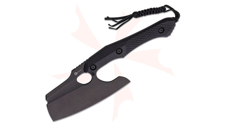 CIVIVI Knives Maciej Torbe Arata Fixed Blade Knife 7.32 inch D2 Black Stonewashed Cleaver Blade, Contoured Black G10 Handles, Kydex Sheath