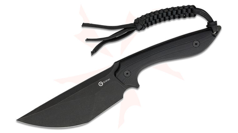 CIVIVI Knives TuffKnives Concept 22 Fixed Blade Knife 4.8 inch D2 Black Stonewashed Modified Tanto, Contoured Black G10 Handles, Kydex Sheath
