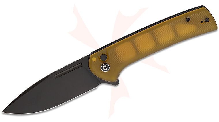 CIVIVI Knives Conspirator Flipper Knife 3.48 inch Nitro-V Black Drop Point Blade, Bead Blasted Ultem Handles