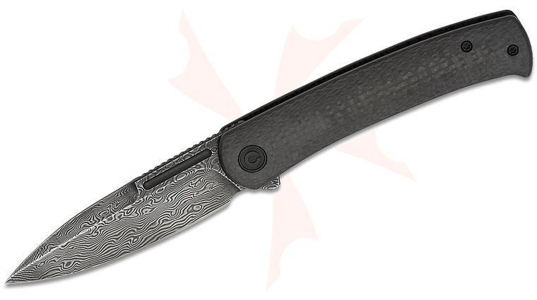 CIVIVI Knives Caetus Liner Lock Flipper Knife 3.48 inch Damascus Spear Point Blade, Twill Carbon Fiber Handles