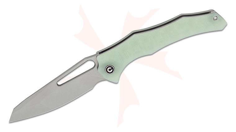 CIVIVI Knives Gavko Spiny Dogfish Folding Knife 3.47 inch 14C28N Stonewashed Reverse Tanto Blade, Milled Natural (Jade) G10 Handles