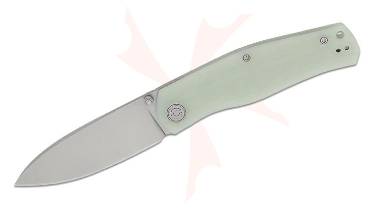 CIVIVI Knives Ray Laconico Sokoke Front Flipper Knife 3.35 inch 14C28N Bead Blasted Drop Point Blade, Natural (Jade) G10 Handles