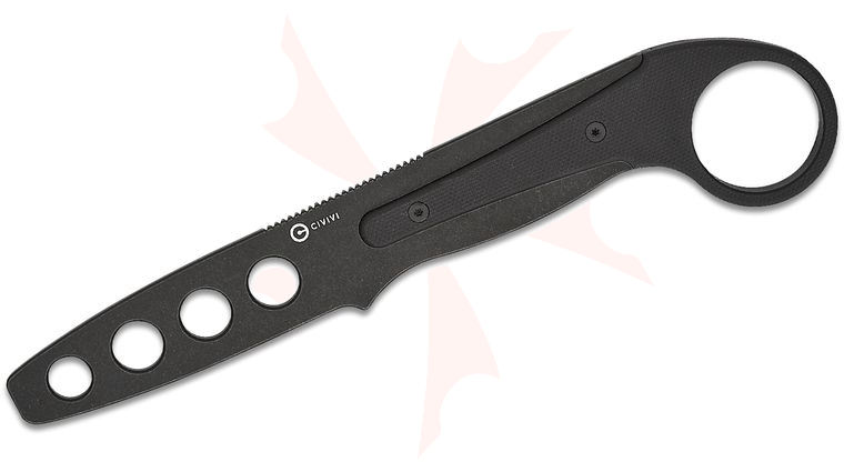 CIVIVI Knives Allen Elishewitz Varius Modular Fixed Blade Trainer 3.26 inch D2 Black Stonewashed Drop Point Dull Blade, Black G10 Handle with Optional Pinky Ring, Kydex Sheath