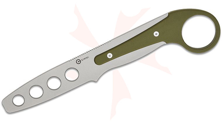 CIVIVI Knives Allen Elishewitz Varius Modular Fixed Blade Trainer 3.26 inch D2 Stonewashed Drop Point Dull Blade, OD Green G10 Handle with Optional Pinky Ring, Kydex Sheath