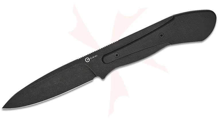 CIVIVI Knives Allen Elishewitz Varius Modular Fixed Blade Knife 3.75 inch D2 Black Stonewashed Drop Point Blade, Black G10 Handle with Optional Pinky Ring, Kydex Sheath