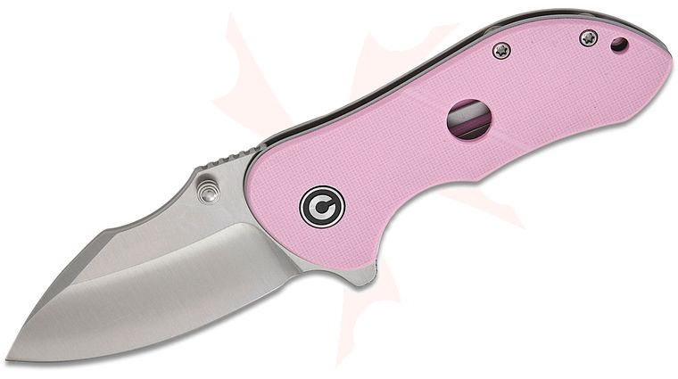 CIVIVI Knives Peter Carey Gordo Flipper Knife 2.51 inch D2 Satin Drop Point Blade, Powder Pink G10 Handles