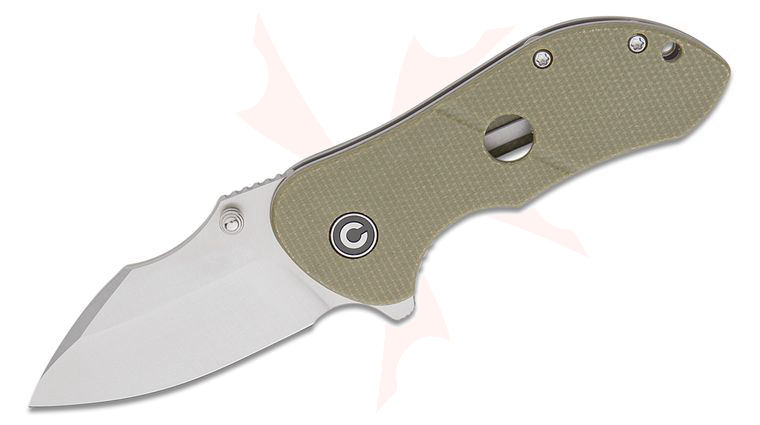 CIVIVI Knives Peter Carey Gordo Flipper Knife 2.51 inch D2 Satin Drop Point Blade, OD Green Canvas Micarta Handles