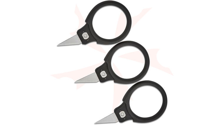 CIVIVI Knives Quick Snip Fixed Ring Neck Knife 3-Pack Set 0.68 inch 6Cr12 Replaceable Razor Blade, Black ABS Plastic Handle and Sheath