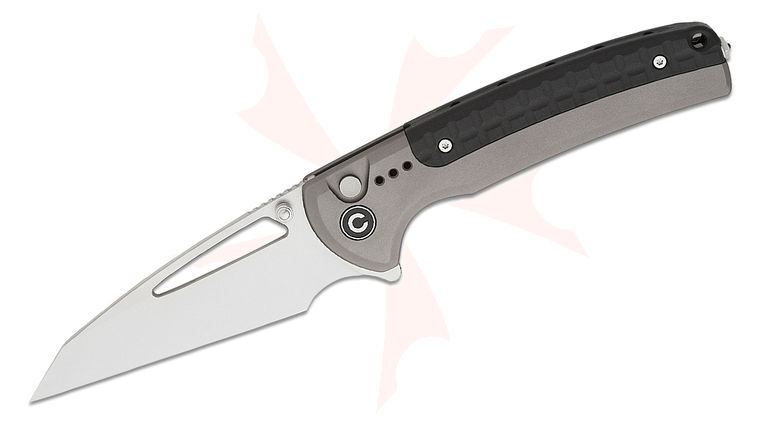 CIVIVI Knives Sentinel Strike Button Lock Flipper Knife 3.7 inch K110 (D2) Stonewashed Reverse Tanto Blade, Gray Aluminum Handles with Black FRN Inlay