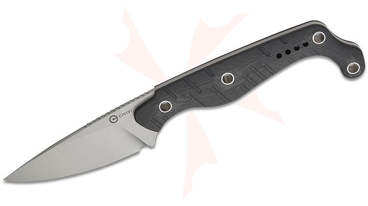 CIVIVI Knives Kyle Lamb SOKN Fixed Blade Knife 2.82 inch Nitro-V Stonewashed Drop Point Blade, Black G10 Handles with Pocket Clip, Kydex Sheath