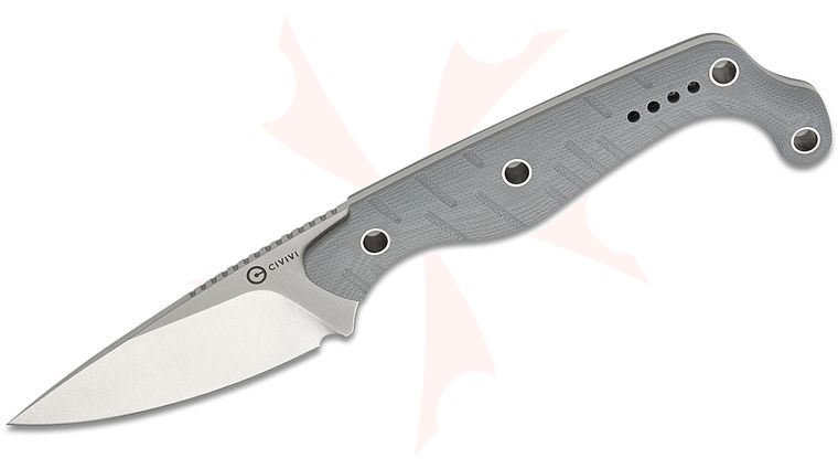 CIVIVI Knives Kyle Lamb SOKN Pocket Fixed Blade Knife 2.82 inch Nitro-V Satin Drop Point Blade, Gray G10 Handles with Pocket Clip, Kydex Sheath