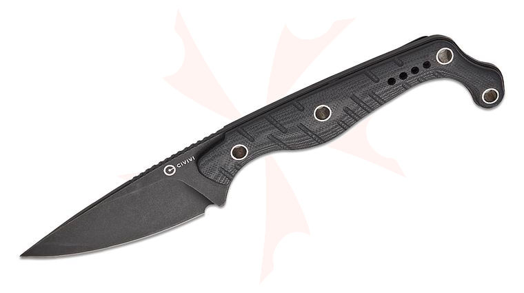 CIVIVI Knives Kyle Lamb SOKN Pocket Fixed Blade Knife 2.82 inch Nitro-V Black Stonewashed Drop Point Blade, Black G10 Handles with Pocket Clip, Kydex Sheath