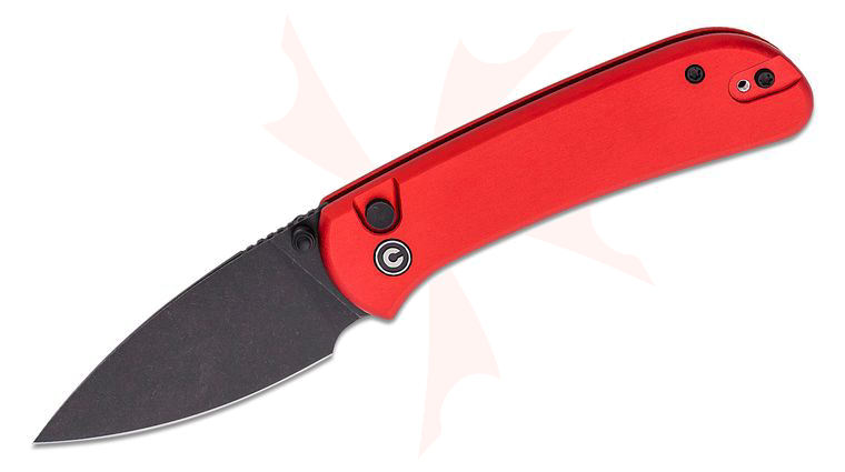 CIVIVI Knives Qubit Folding Knife 2.98 inch 14C28N Black Stonewashed Drop Point Blade, Red Aluminum Handles