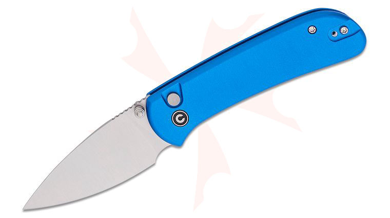CIVIVI Knives Qubit Folding Knife 2.98 inch 14C28N Satin Drop Point Blade, Blue Aluminum Handles