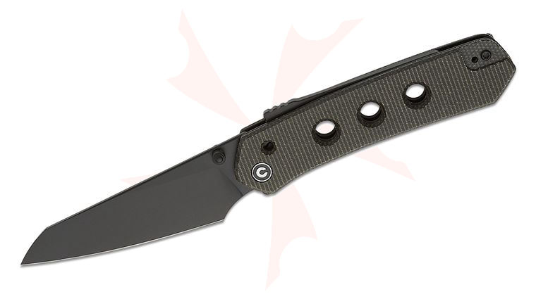 CIVIVI Knives Snecx Vision FG Superlock Folding Knife 3.54 inch Nitro-V Black Reverse Tanto Blade, Dark Green Canvas Micarta Handles