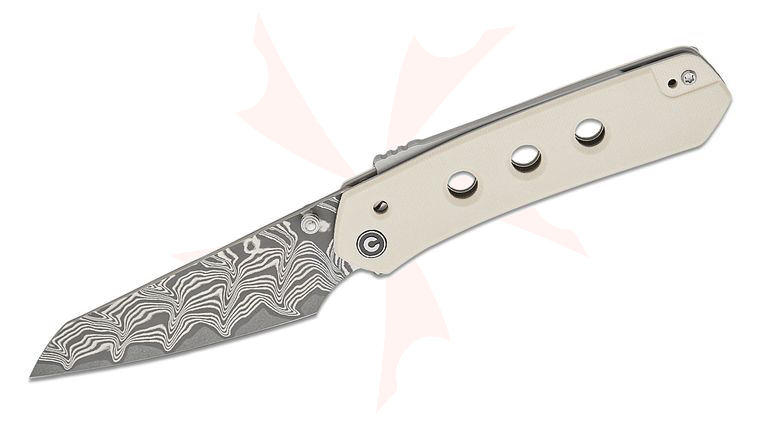 CIVIVI Knives Snecx Vision FG Superlock Folding Knife 3.54 inch Damascus Reverse Tanto Blade, Ivory G10 Handles