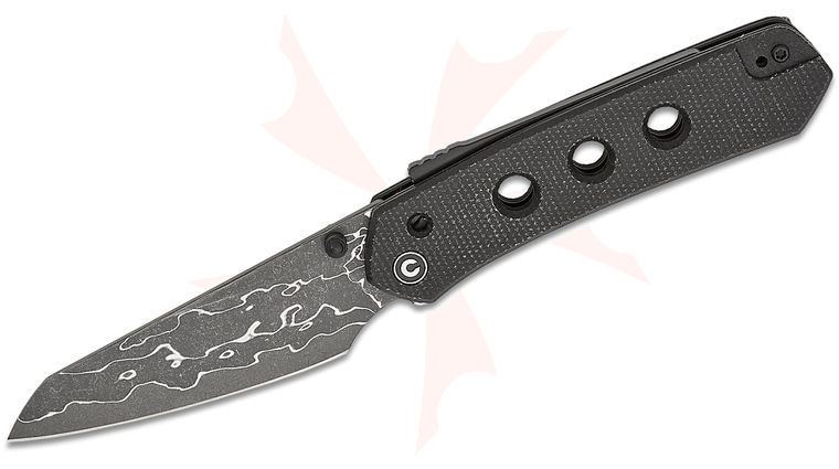 CIVIVI Knives Snecx Vision FG Superlock Folding Knife 3.54 inch Damascus Reverse Tanto Blade, Black Canvas Micarta Handles