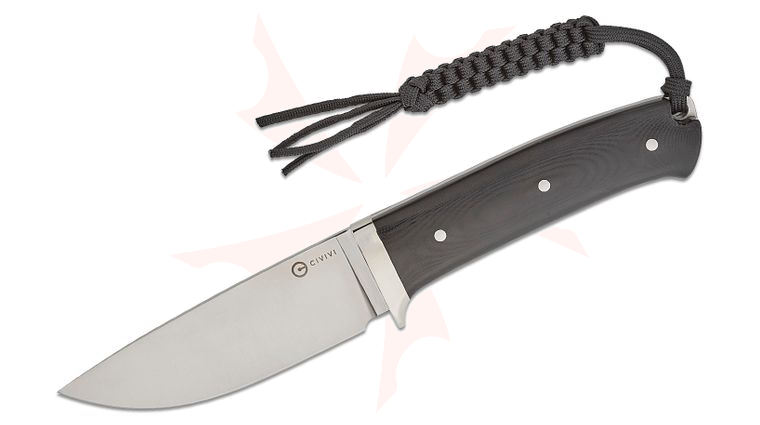 CIVIVI Knives Cloud Peak Fixed Blade Knife 4.6 inch Nitro-V Satin Drop Point Blade, Contoured Black G10 Handle with Nickel Silver Guard, Brown Leather Sheath